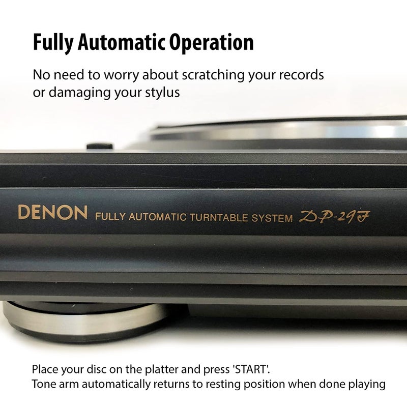 Denon DP-29F Fully Automatic Record Player, Analog Turntable with Built-in RIAA Phono Equalizer, Unique Automated Tonearm Design, Manual Lifter Mechanism, Rigid Diecast Aluminum for Stability - Image 3